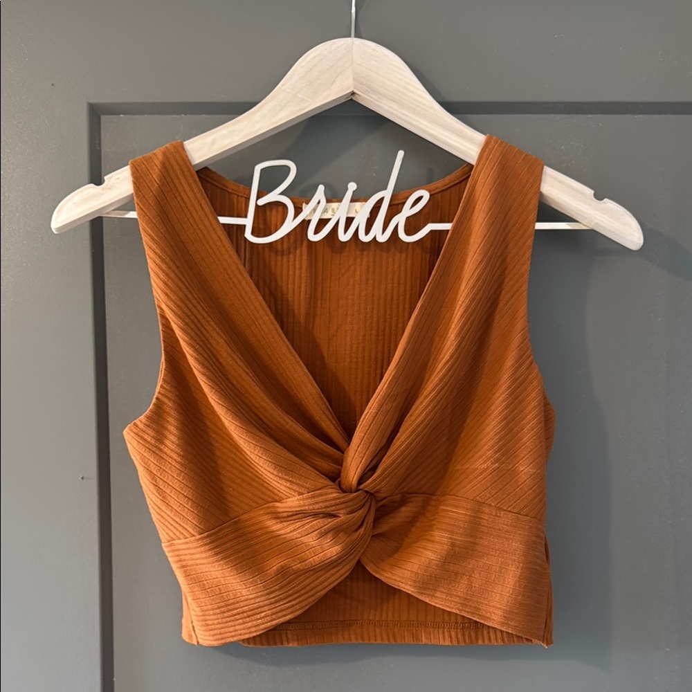 Rust Twist-Front Crop Top